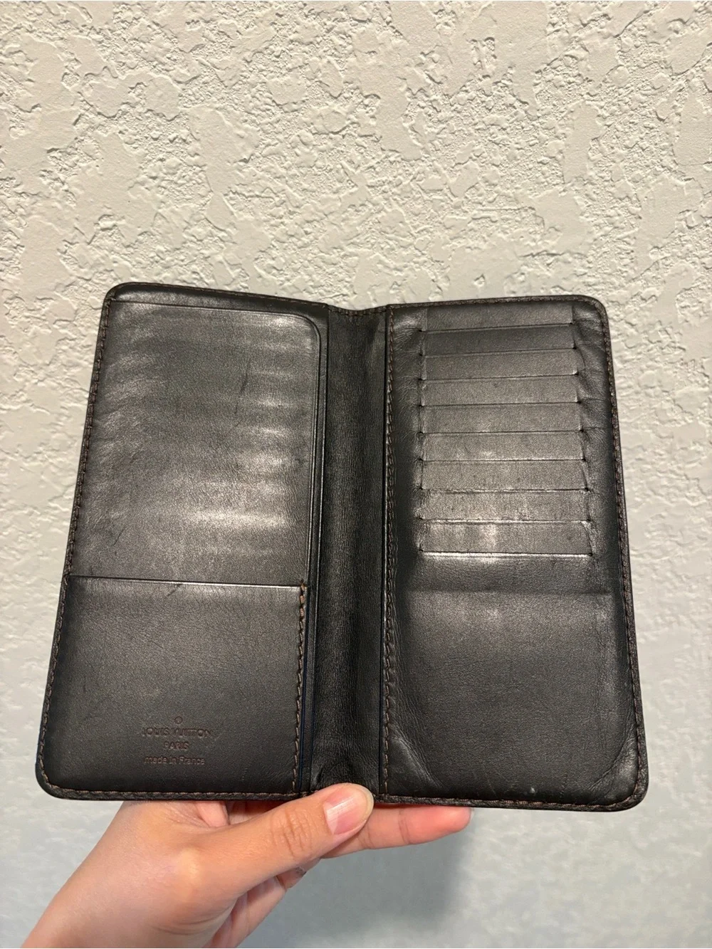 Louis Vuitton Bifold Black Leather Long Wallet